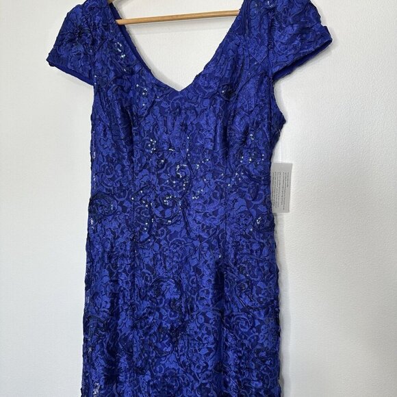 Alex Evenings Maxi Dress Blue Sequin Size 8 - Picture 3 of 14